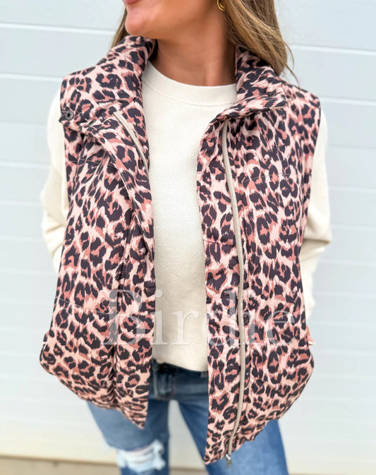 Leopard Puffer Vest