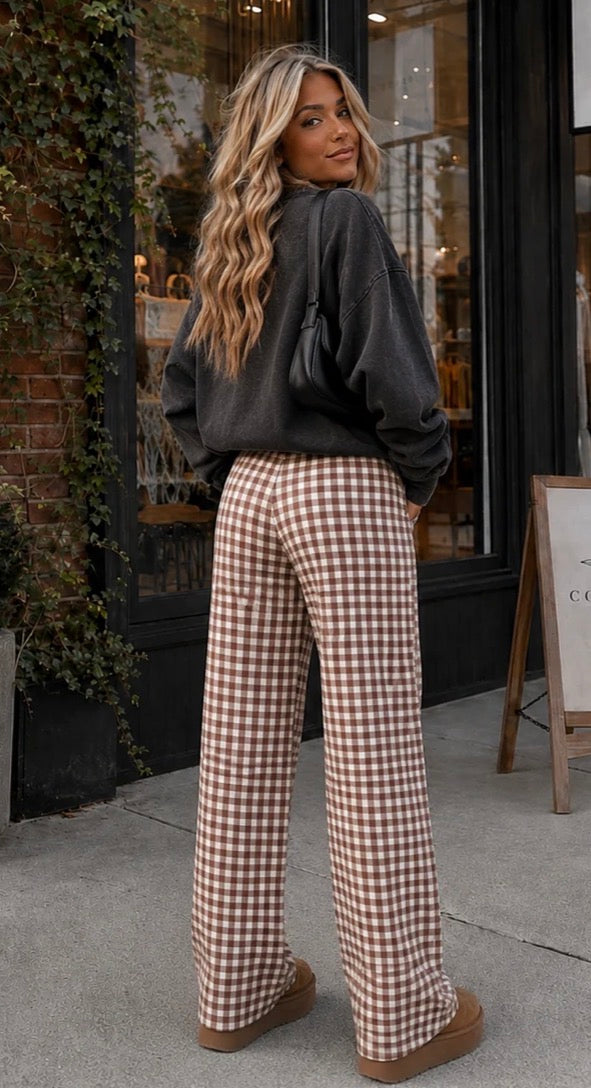 Brown Gingham Pants (Mama and Mini Sizes) PreOrder