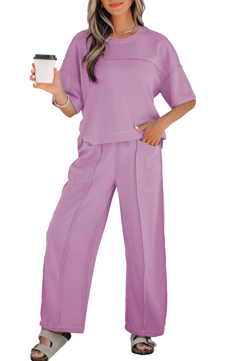 Drop Shoulder Boxy Tee and Barrel Pants Set