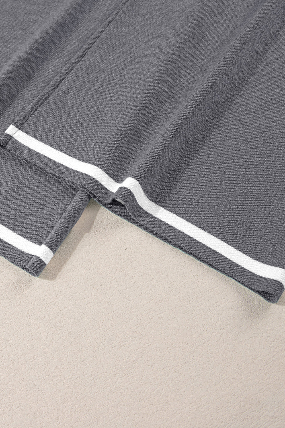 Contrast Trim Half Sleeve Top Drawstring Pants Loose 2pcs Sweater Suit