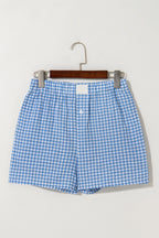 Red Gingham Printed High Waist Shorts