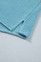 Mist Blue Exposed Seam Detail Half Sleeve Loose Sweater