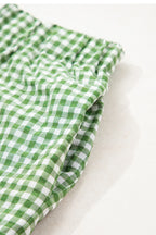 Red Gingham Printed High Waist Shorts
