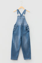 Dusk Blue Adjustable Buckle Barrel Denim Overalls