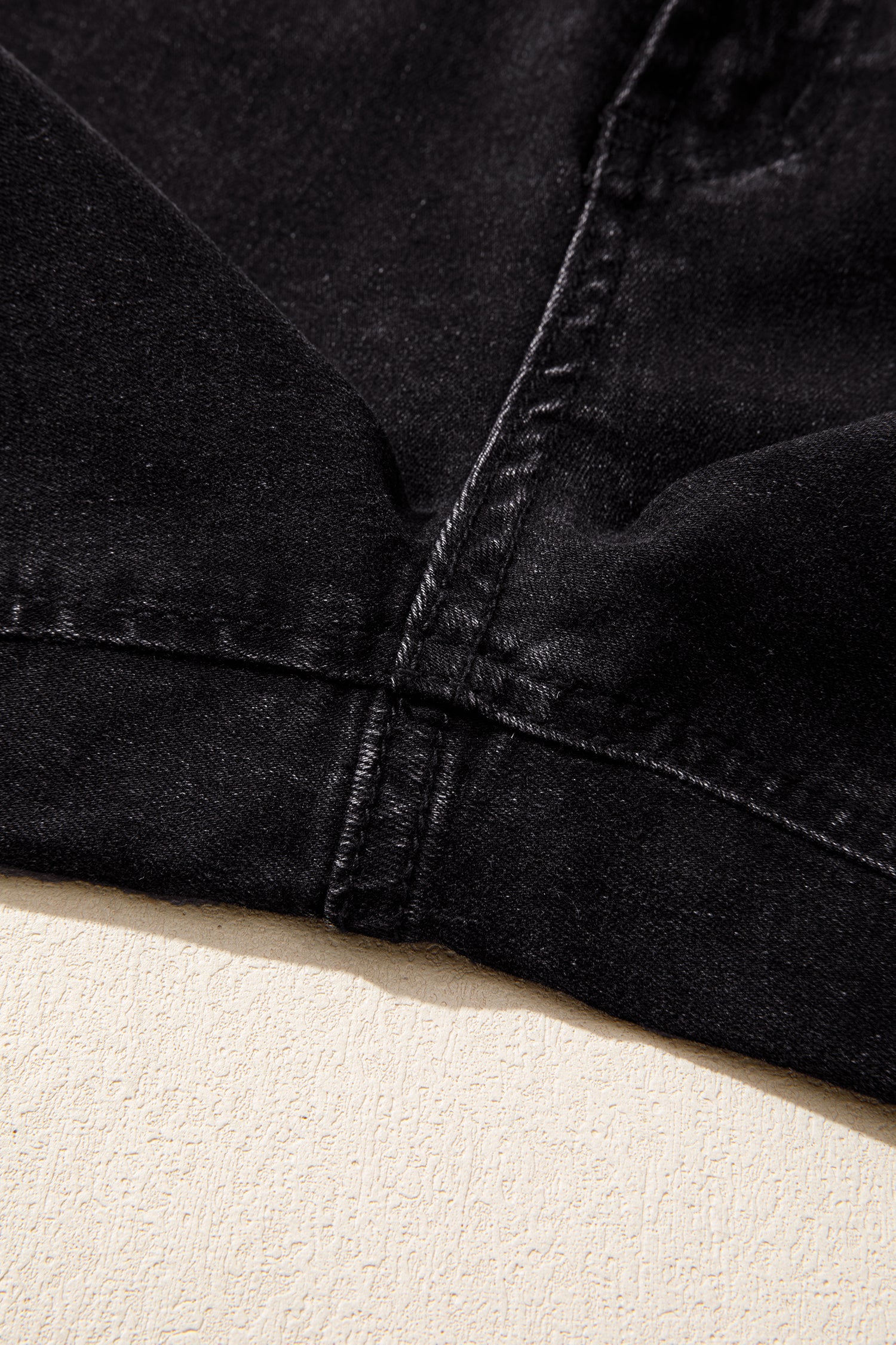 Navy Blue Studded Detail Straight Leg Casual Loose Jeans