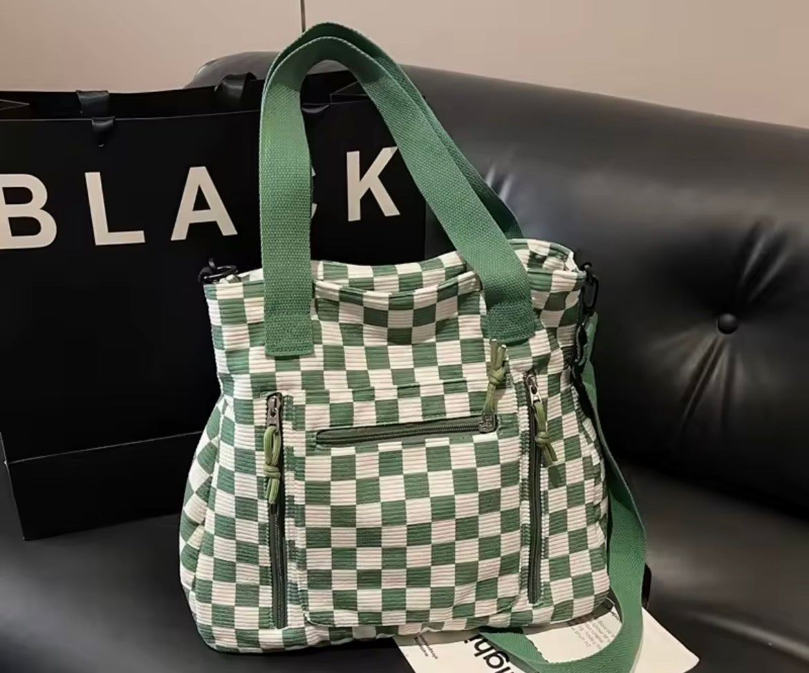 Corduroy Checkered Tote Bags