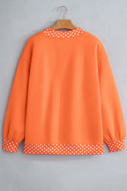 Colorblock Polka Dot Contrast Trim Oversized Sweatshirt