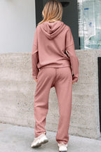 Leopard Drawstring Pullover Hoodie and High Waist Pants Corduroy Suit