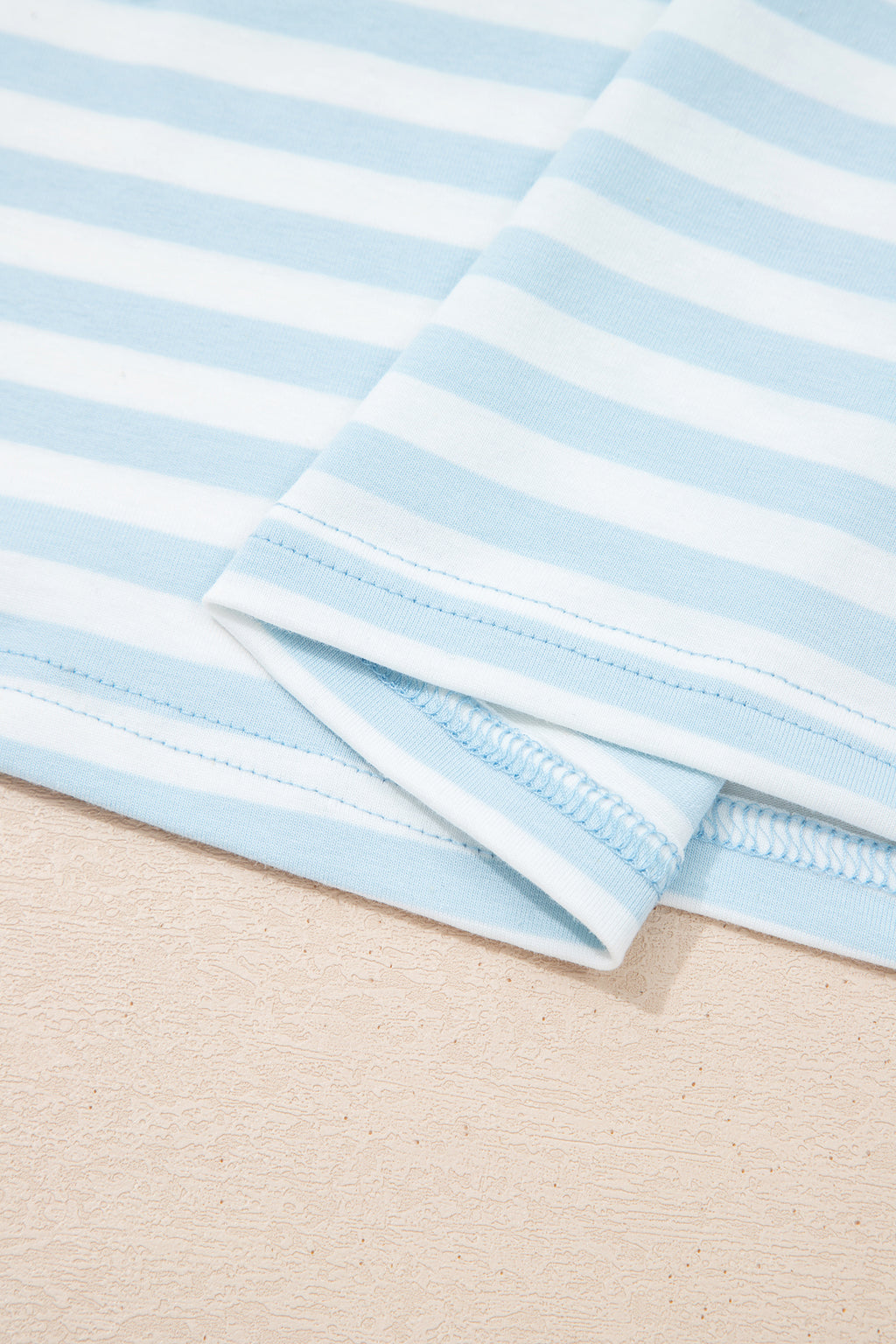 Stripe Contrast Neck Loose Tee and Drawstring Shorts Set