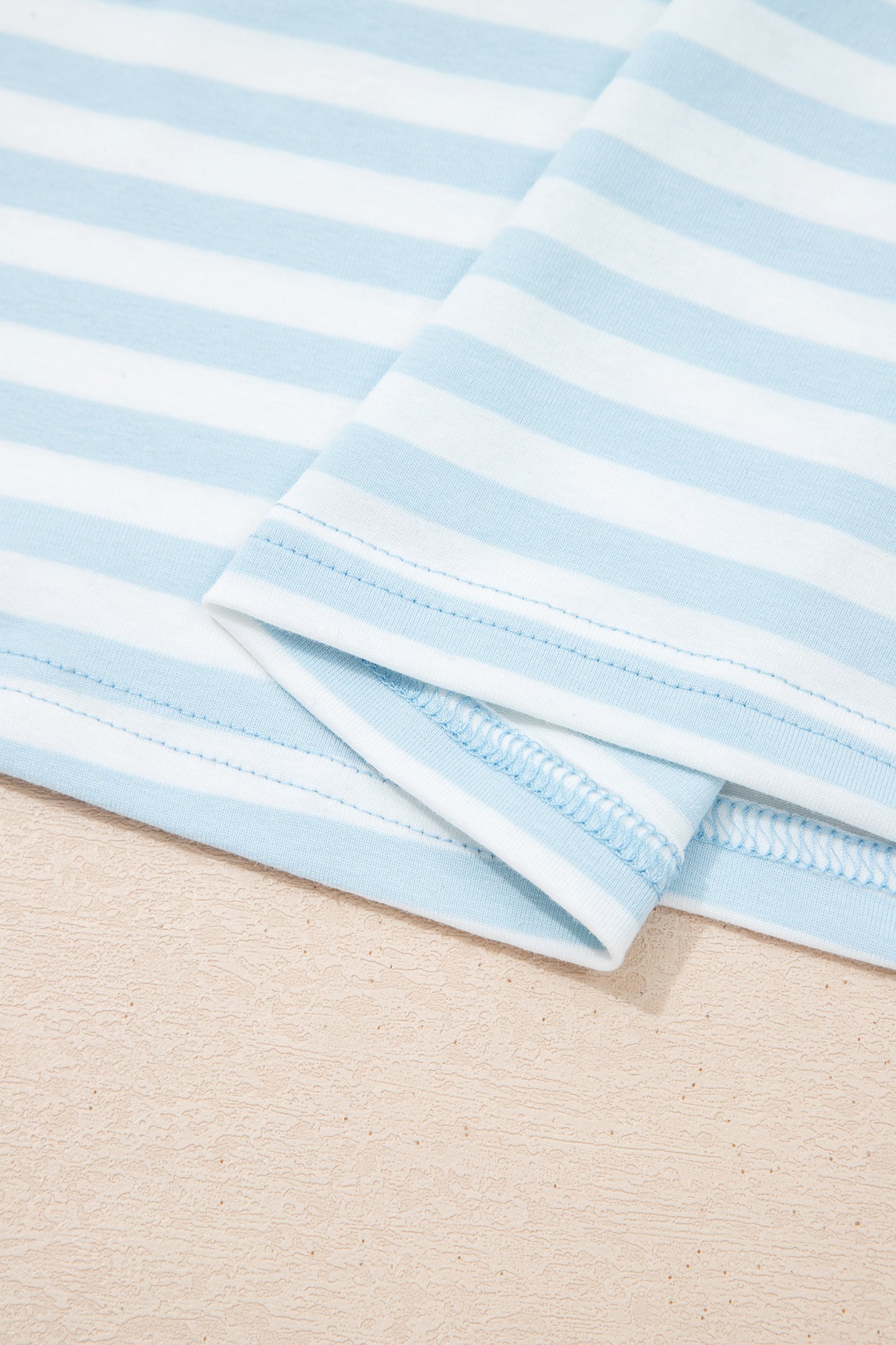 Stripe Contrast Neck Loose Tee and Drawstring Shorts Set