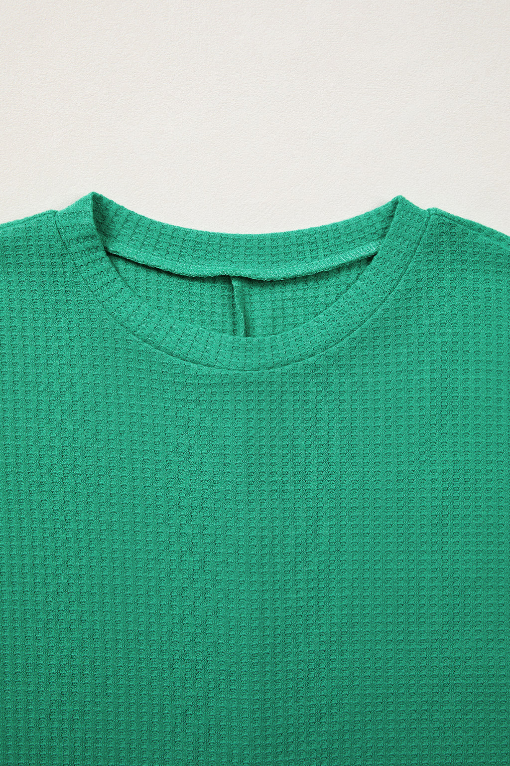 Sea Green Waffle Textured Knit Dolman Short Sleeve Loose Top