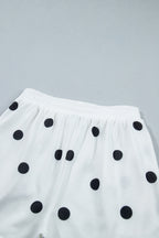 Red Polka Dot Raw Hem Relaxed Pullover Loose Skort Two Piece Set