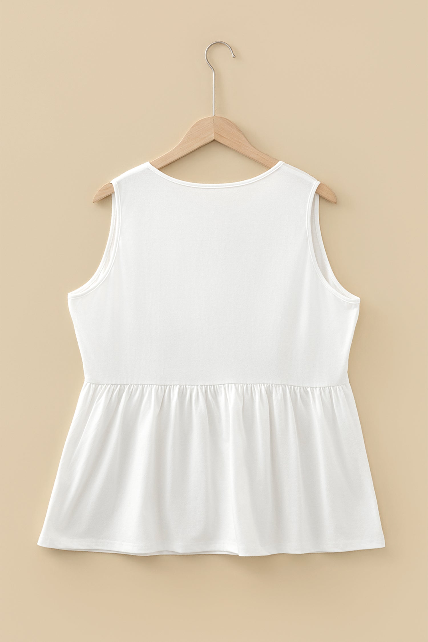 Coffee Plus Size Solid Color Bow Tie Peplum Tank Top