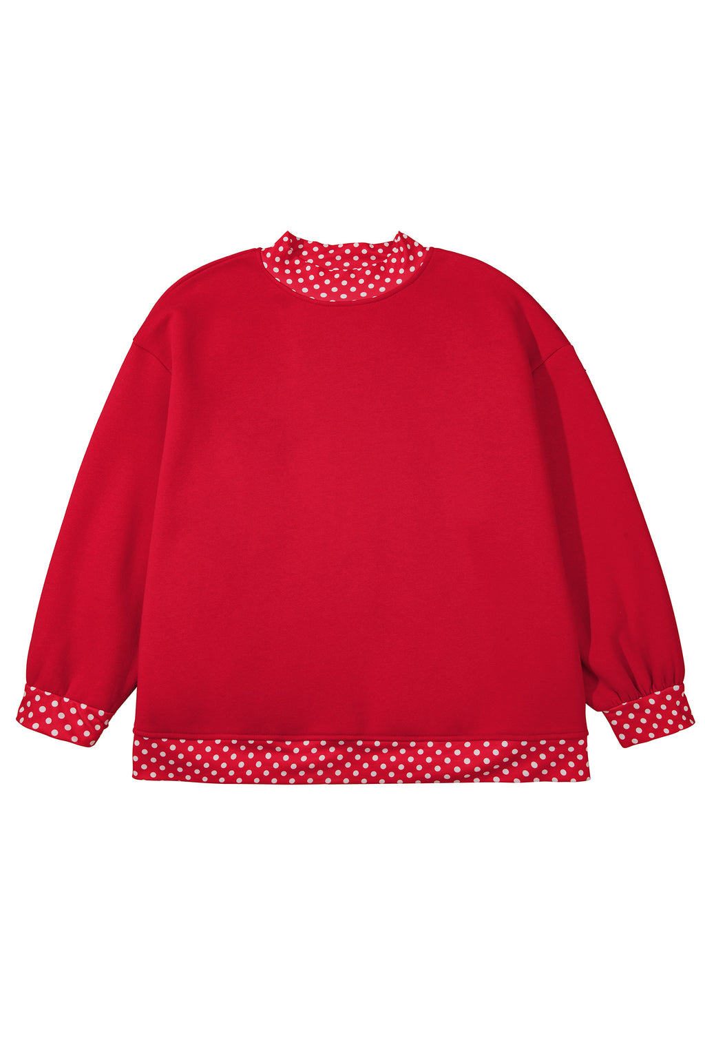 Polka Dot Patchwork Round Neck Plus Size Sweatshirt