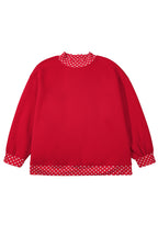 Polka Dot Patchwork Round Neck Plus Size Sweatshirt