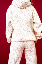 Floral Print Kangaroo Pocket Hoodie Sheath Sweatpants Set