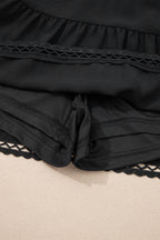 Frilled Elastic Waist Lace Trim Boho Ruffled Shorts Plus
