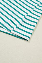 Black Stripe Scalloped Trim Round Neck T Shirt