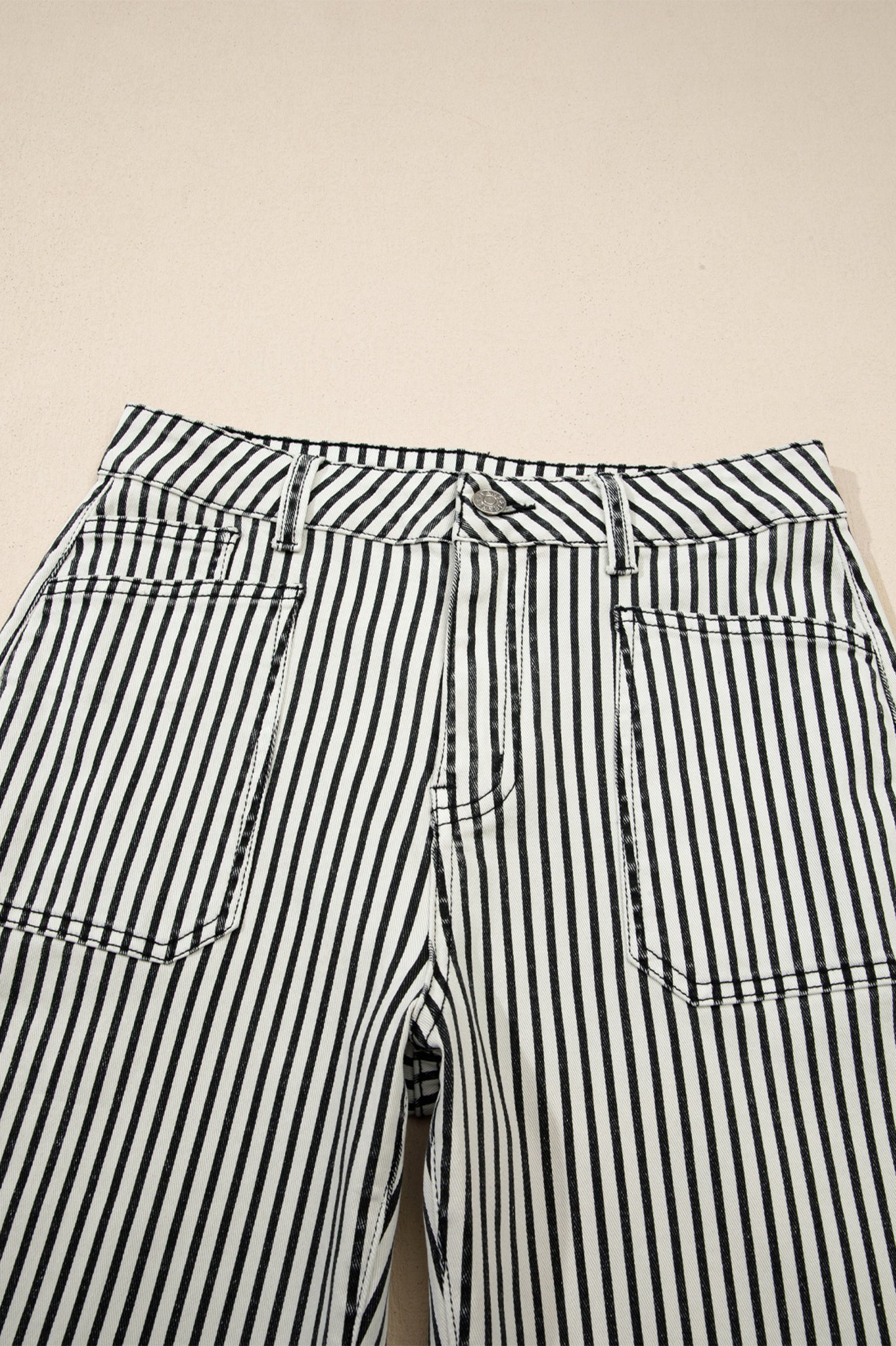 Black Stripe Patch Pocket High Waist Shift Denim Jeans