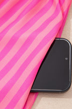Rose Striped Print Bow Detail Short Puff Sleeve Mini Dress