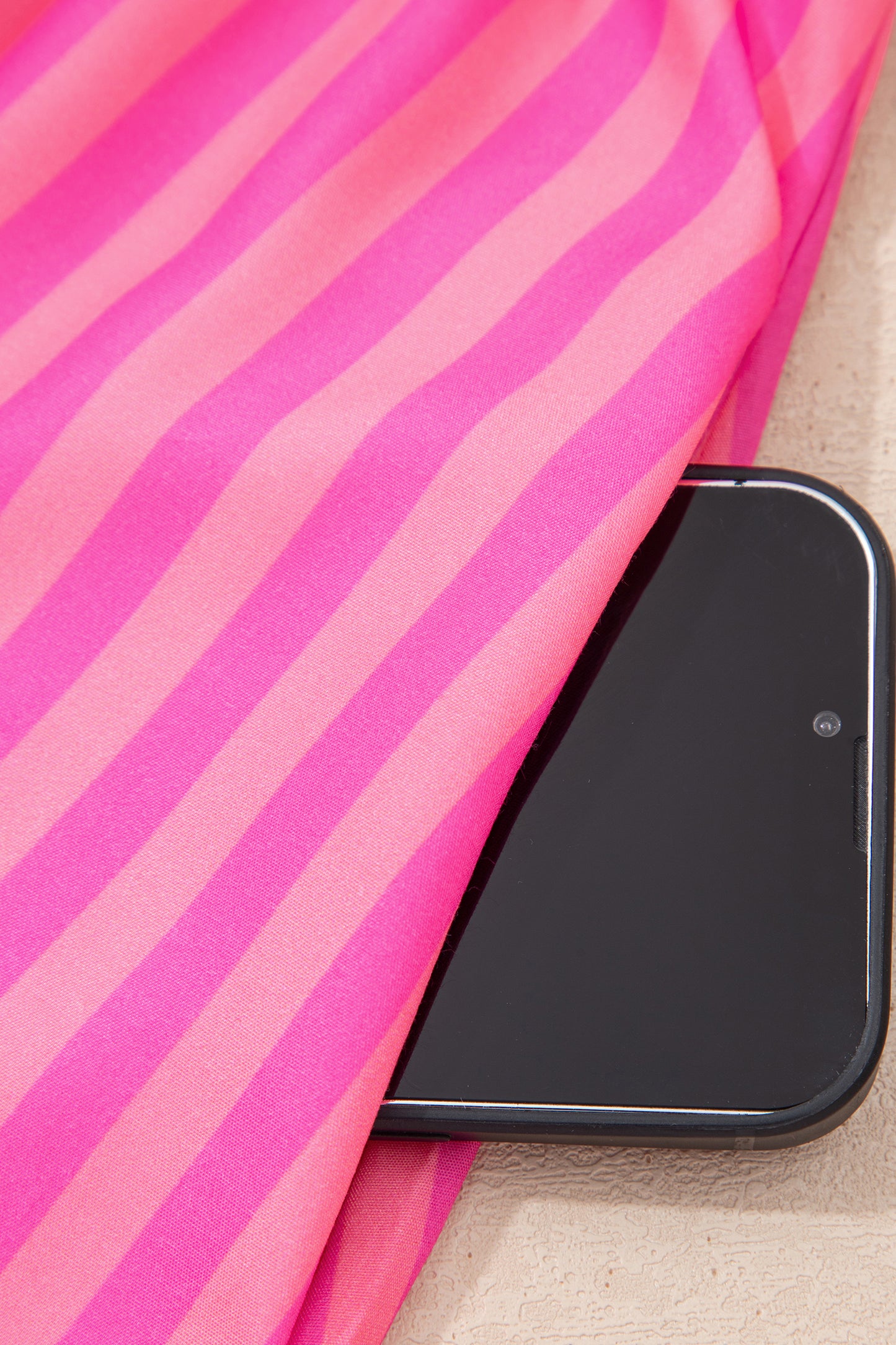 Rose Striped Print Bow Detail Short Puff Sleeve Mini Dress