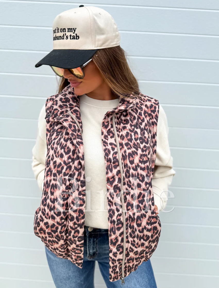 Leopard Puffer Vest