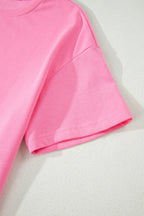 Sachet Pink Solid Cover Oversize Tee Pocketed Casual Pants 2pcs Outfit
