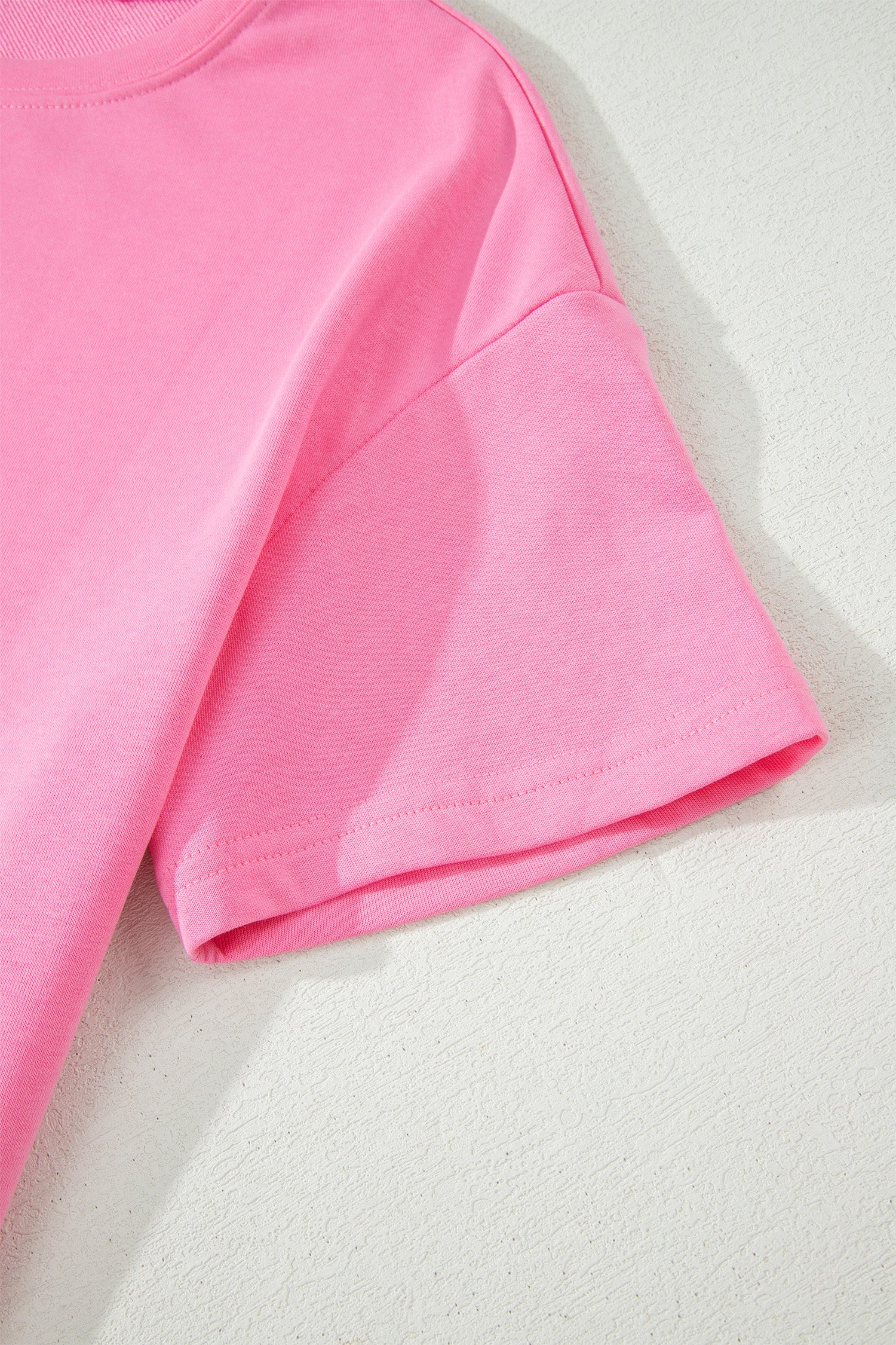 Sachet Pink Solid Cover Oversize Tee Pocketed Casual Pants 2pcs Outfit