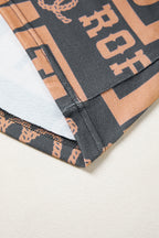 Dark Grey Howdy Cowboy Letter Printed Western Fashion Tee
