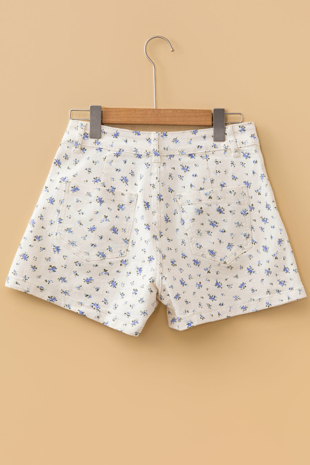 White Floral Casual Cute Denim Shorts
