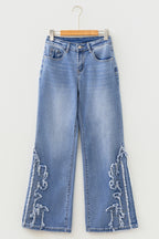 Ashleigh Blue Embroidered Western Print Flare Leg Full Length Jeans
