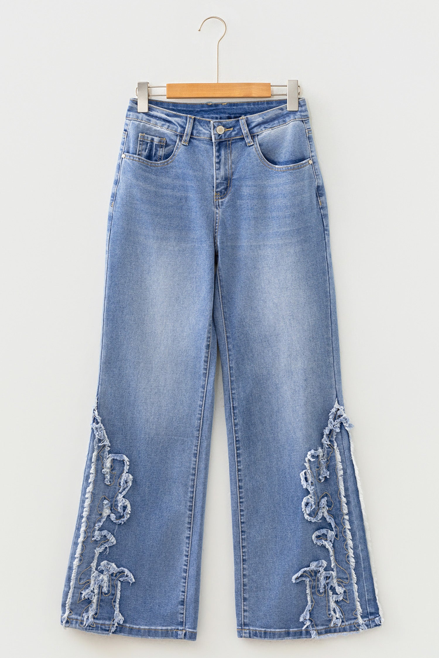 Ashleigh Blue Embroidered Western Print Flare Leg Full Length Jeans