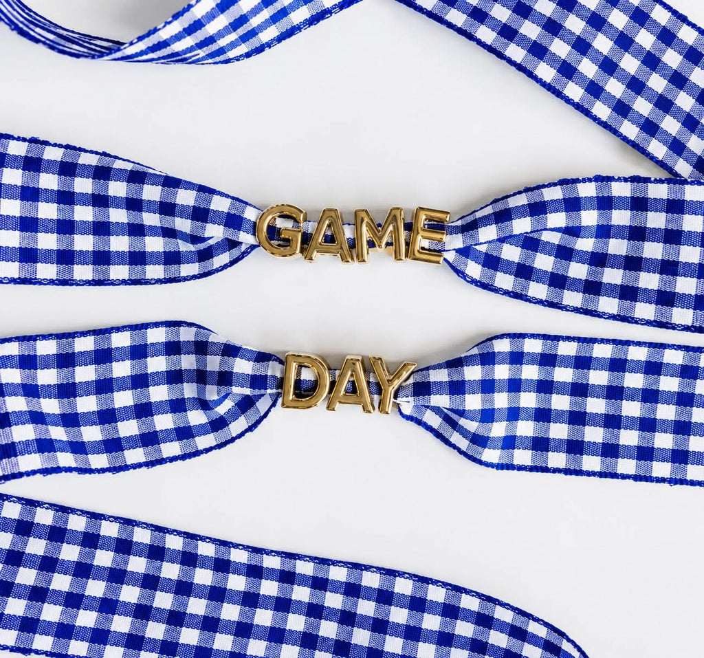 Gingham Game Day Shoe Laces with Charms