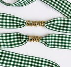 Gingham Game Day Shoe Laces with Charms