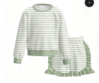 PREORDER: Girls Stripe Print Ruffle Shorts Set