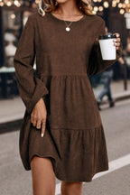 Mist Green Lantern Sleeve Tiered Mini Dress