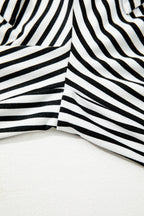 Black Stripe Tied High Waist Loose Straight Casual Pants