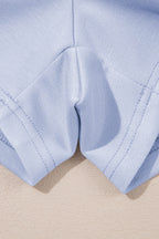Puff Sleeve Pearl Embellished Scallop Trim Top 2 Piece Skort Set