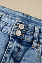 Beau Blue Acid Wash Pocket Detail Flare Jeans