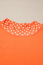 Polka Dot Patchwork Round Neck Plus Size Sweatshirt