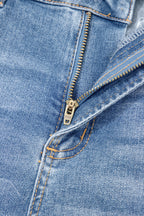 Beau Blue Acid Wash Raw Hem Denim Shorts