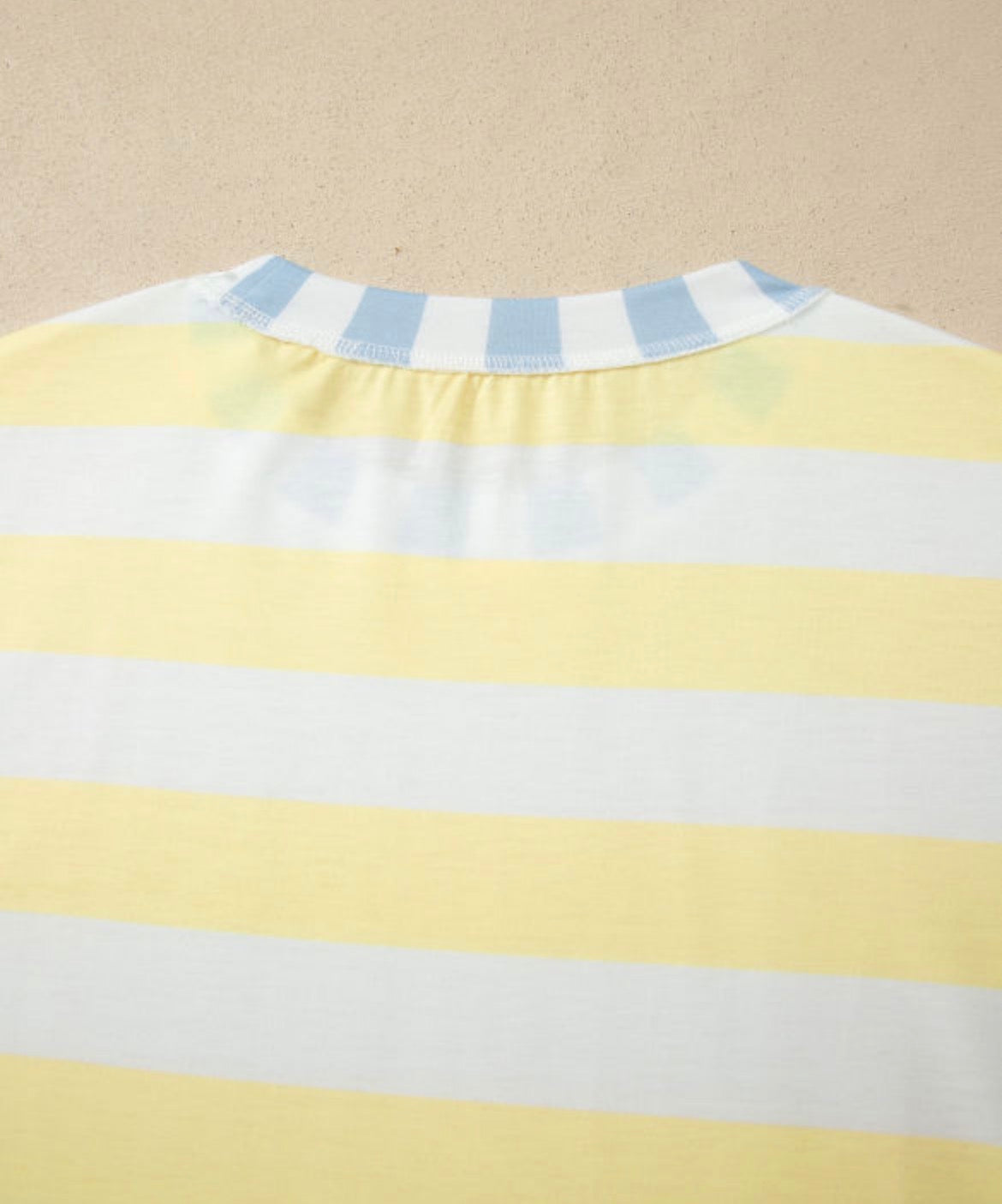 Yellow stripe exposed seam contrast patchwork oversized top