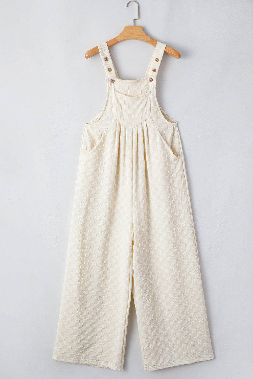 Checkered Pocketed High Waist Wide Leg Overall