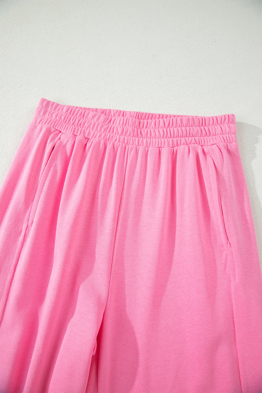 Sachet Pink Solid Cover Oversize Tee Pocketed Casual Pants 2pcs Outfit