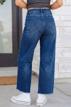 Frayed Cropped Straight Jeans