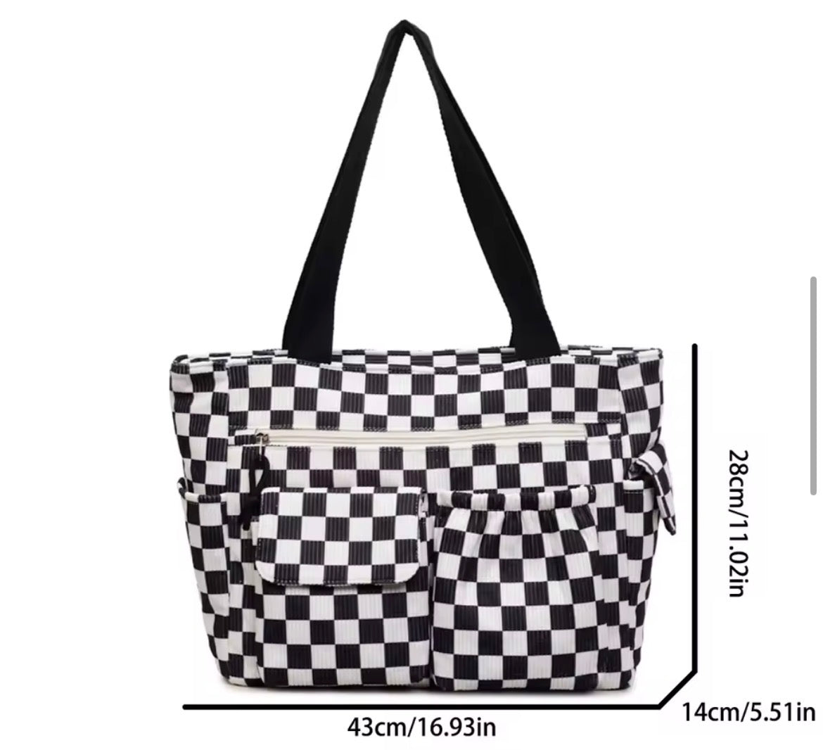 Corduroy Checkered Tote Bags
