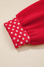 Polka Dot Patchwork Round Neck Plus Size Sweatshirt