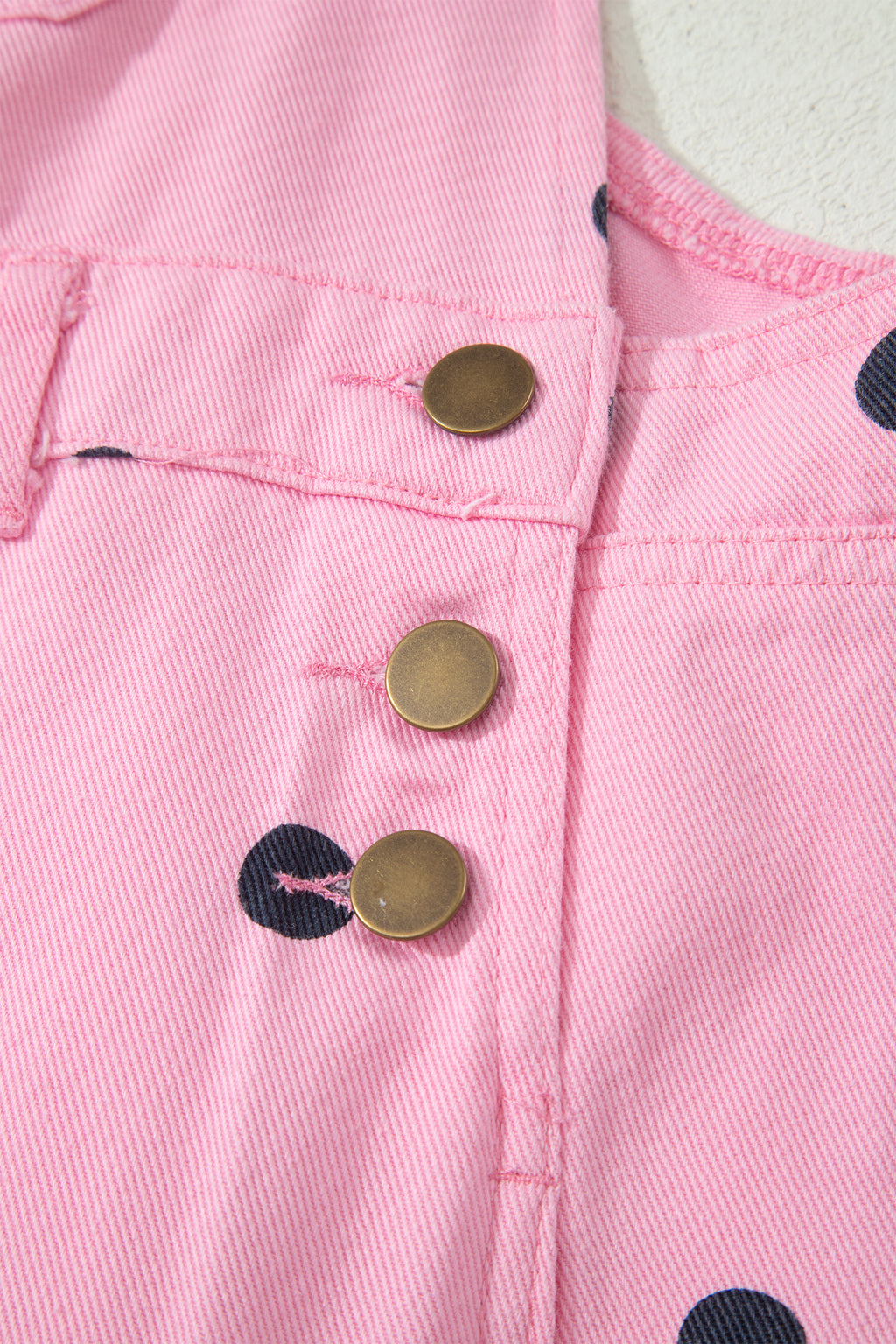 Polka Dot Print Bib Pocket Denim Barrel Overalls Jumpsuit