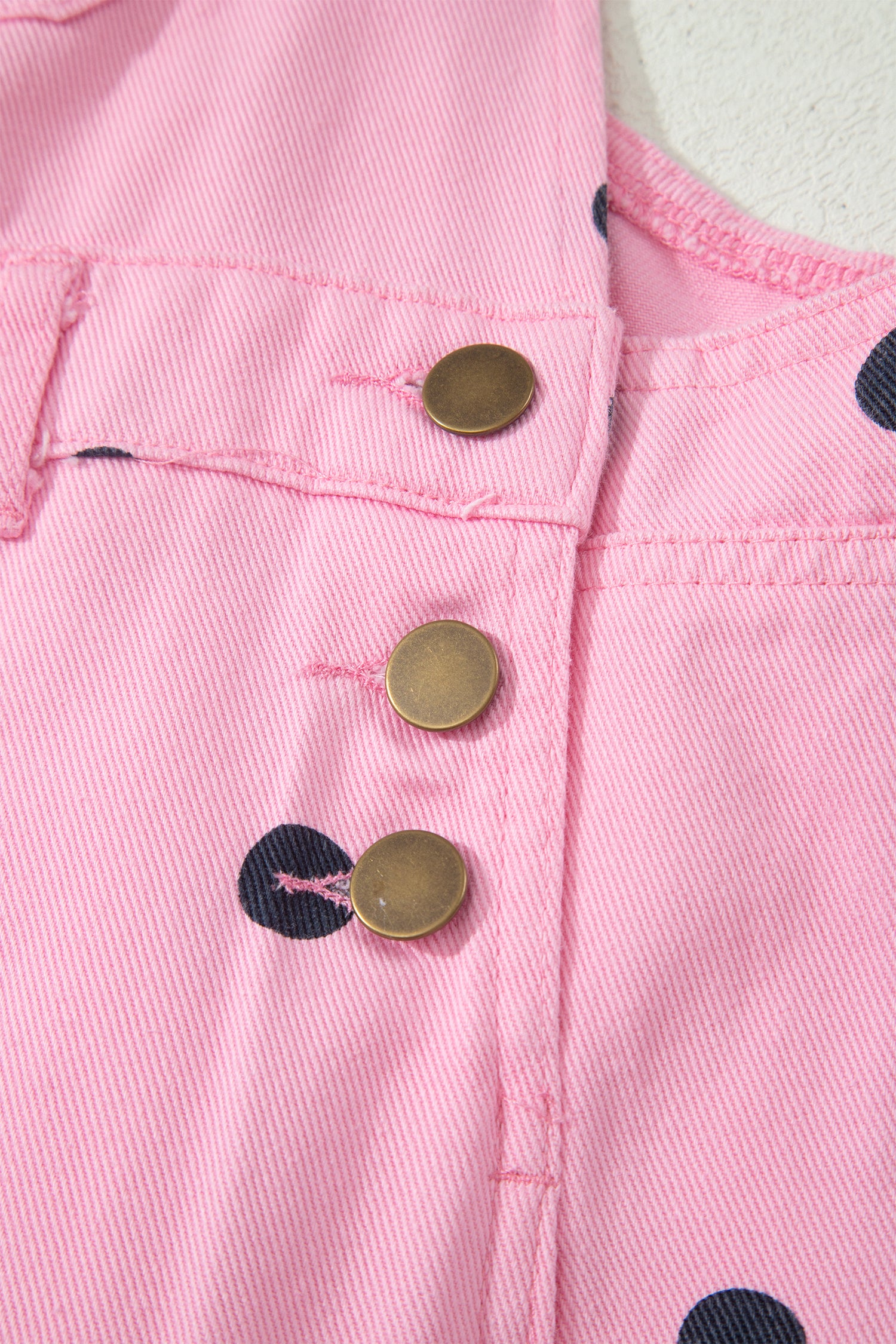 Polka Dot Print Bib Pocket Denim Barrel Overalls Jumpsuit