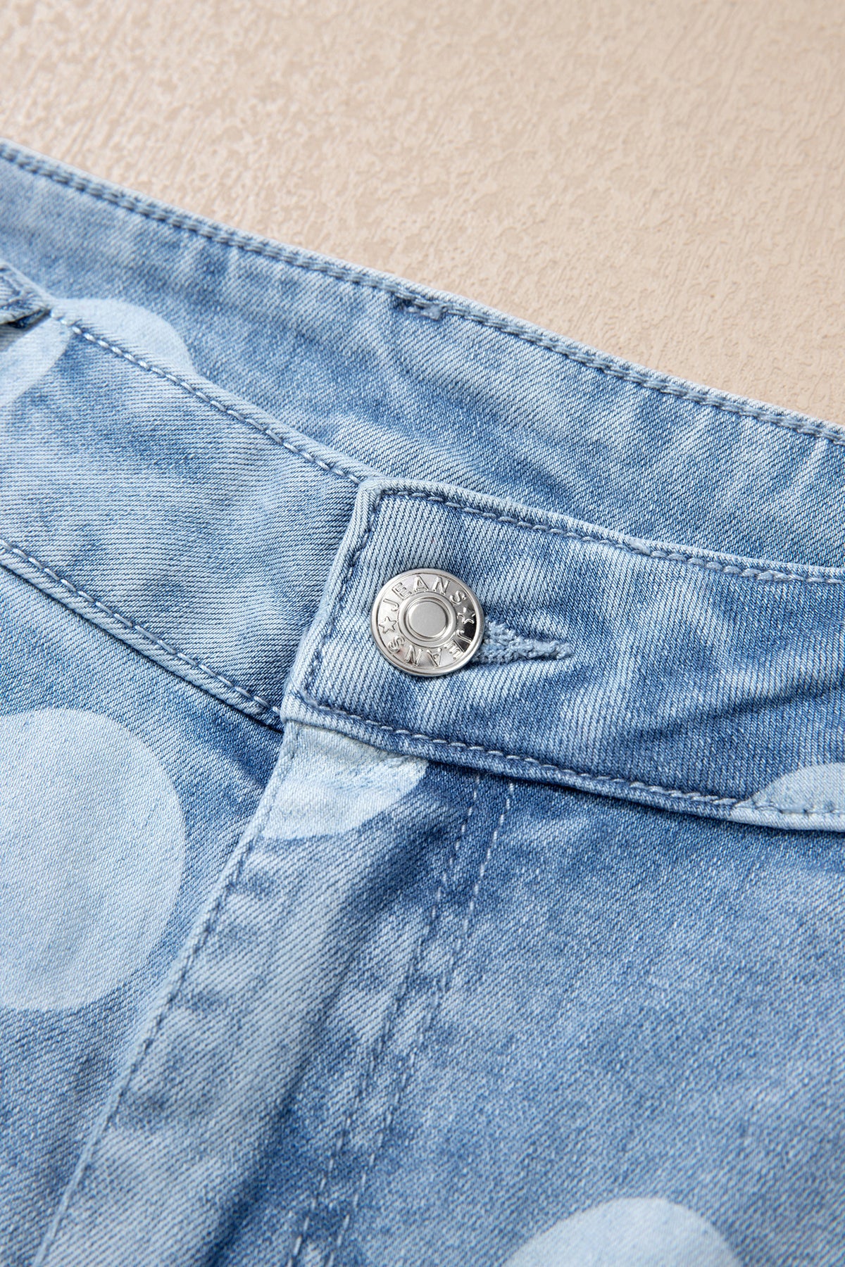 Polka dot ankle-length casual jeans with metal button details from Dear-Lover, featuring a relaxed fit and stylish design.